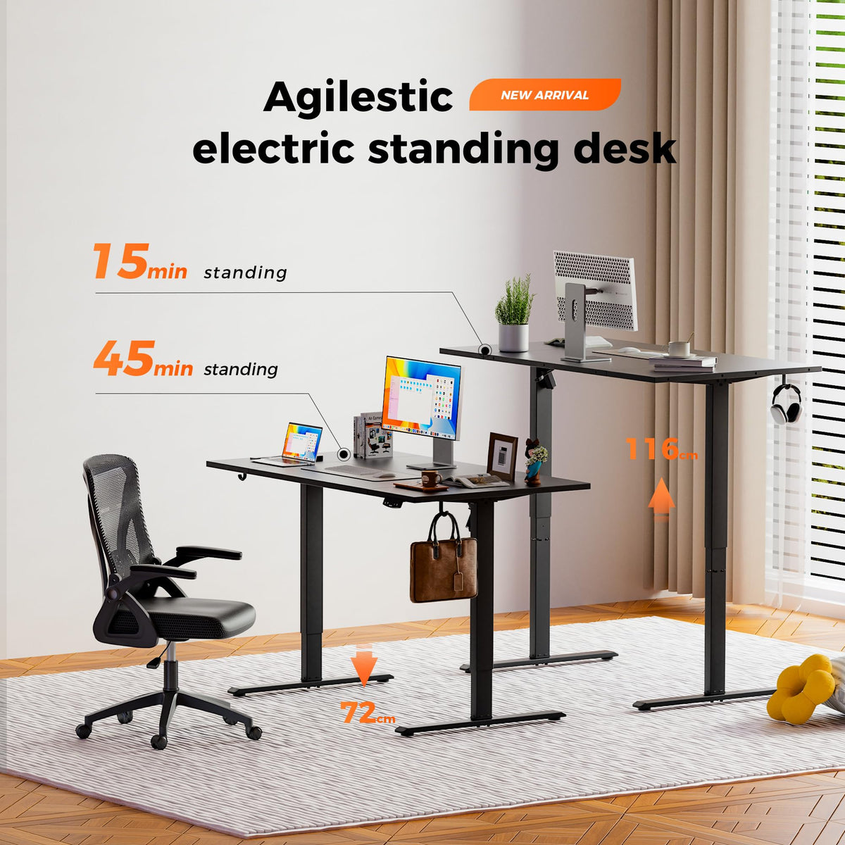 Agilestic Height Adjustable Electric Desk, 2 Memory Height, 160x80cm - image 2