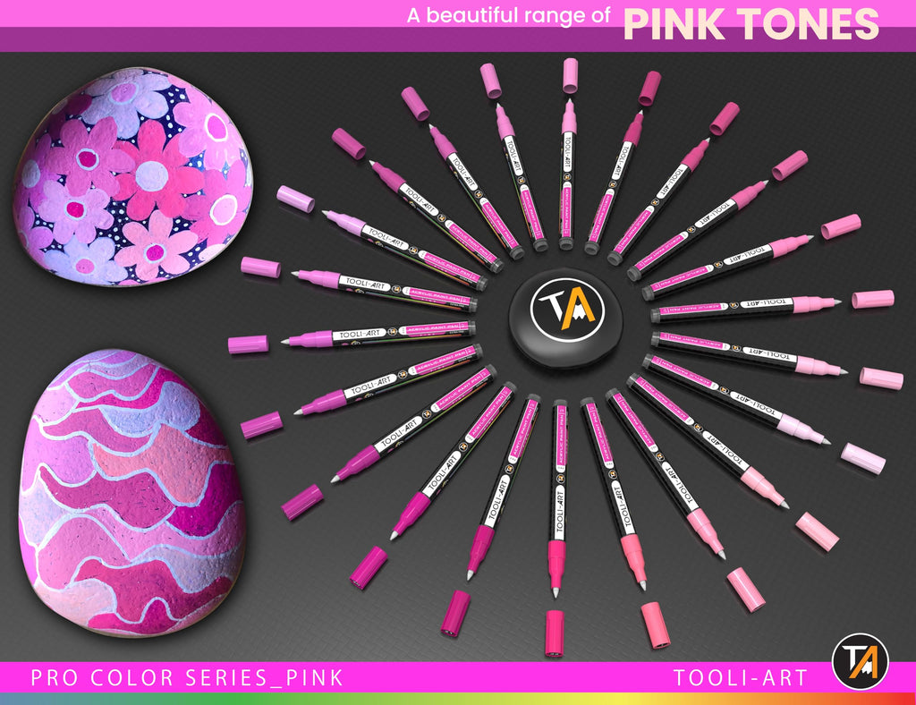 Jolof Store 22 Pink Acrylic Paint Pens – 0.7mm Extra Fine Tip Markers