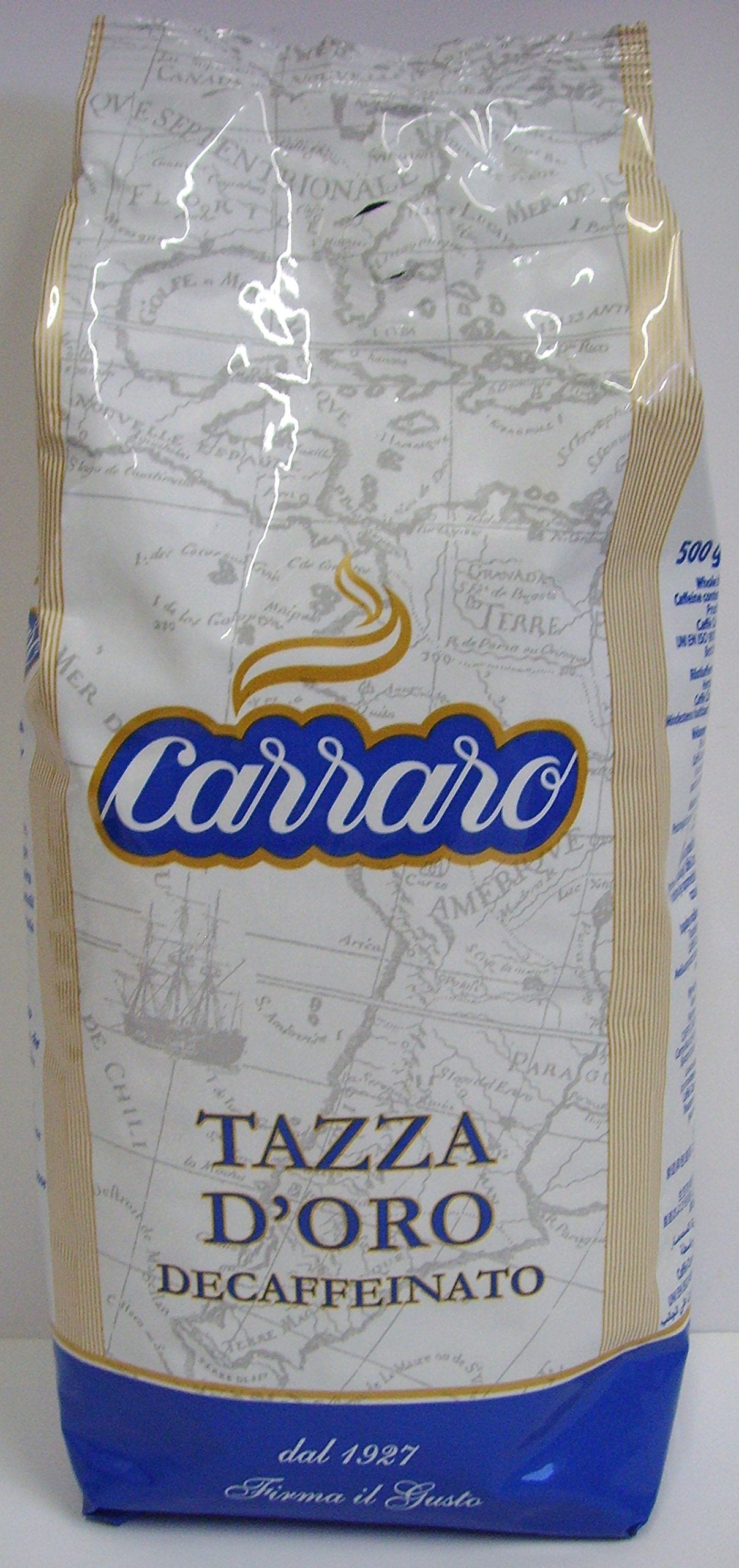 Carraro 1927 Taza D'oro Decaffeinated Italian Coffee Beans – 500g