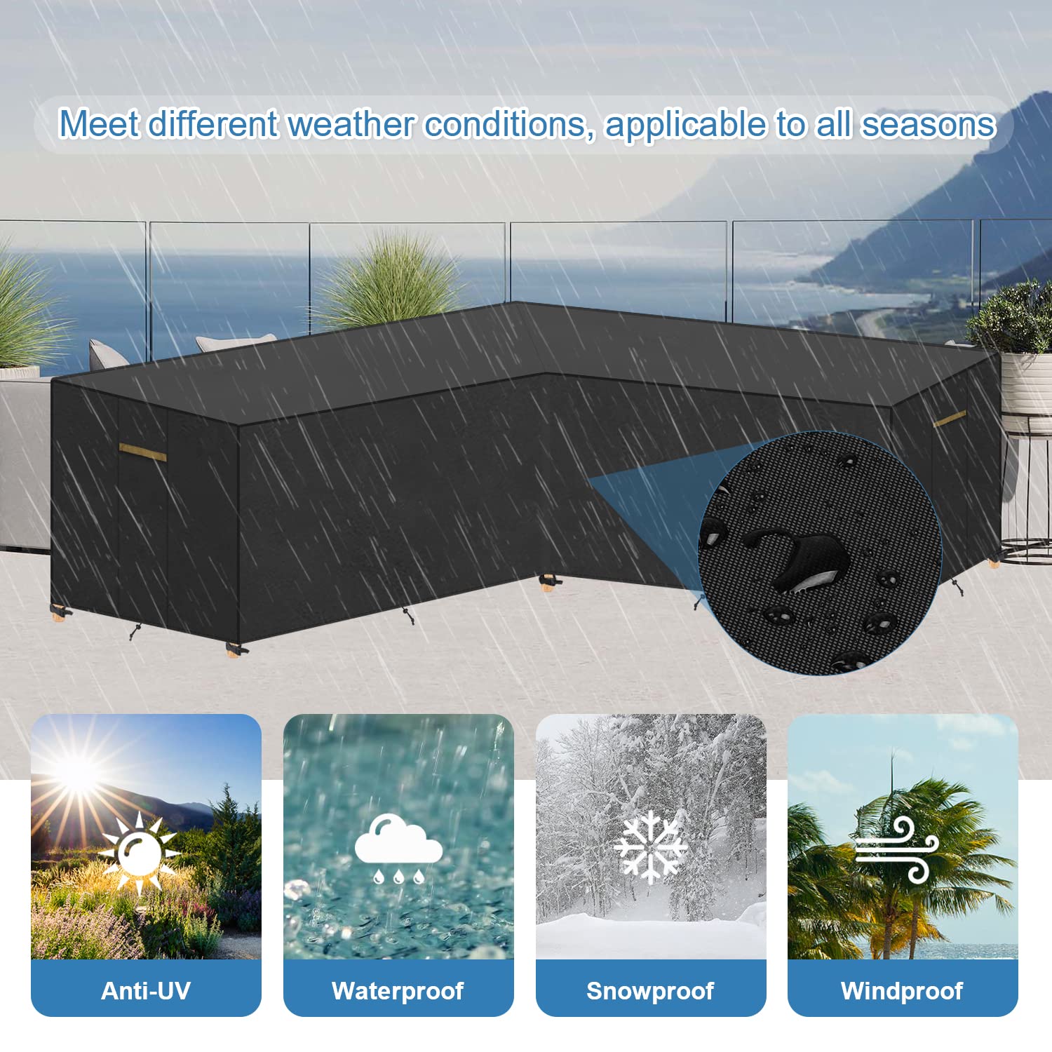 Vansheim V-Shape Garden Furniture Cover | Waterproof Oxford Rattan Sofa Cover