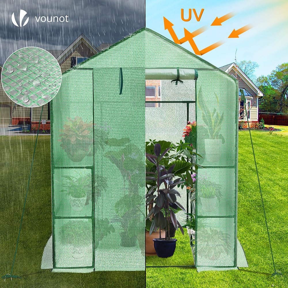 VOUNOT Walk-In Greenhouse with Shelves - Portable Garden Growhouse