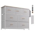 PURFINO 7-Drawer Fabric Chest of Drawers | Canvas Storage Unit with Hooks