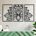 ESTART Metal Lotus Flower Wall Art – 3-Piece Large Mandala Zen Decor