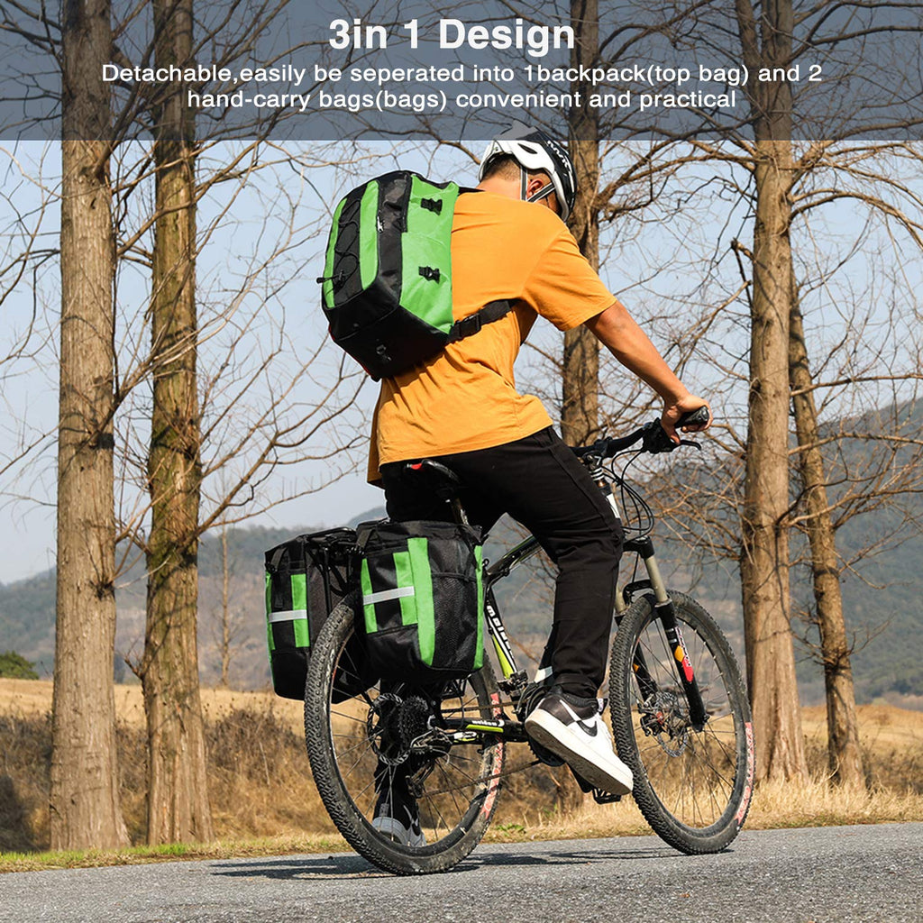 PELLOR 70L Waterproof 3-in-1 MTB Bicycle Pannier Bag with Rain Cover