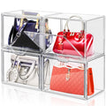 LINYAPRY 4-Pack Stackable Acrylic Handbag Storage Case with Magnetic Door