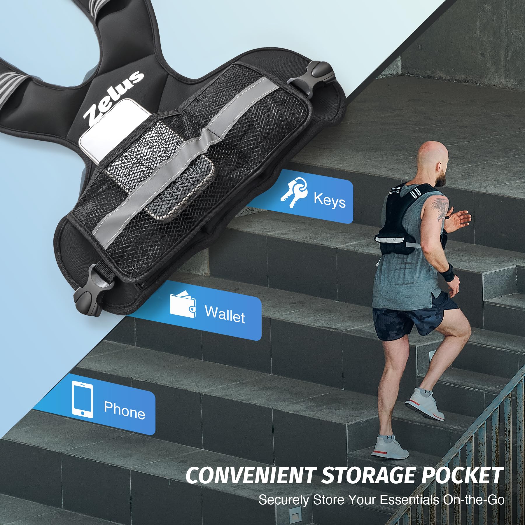 ZELUS Adjustable Weighted Vest | 9-14.5kg Neoprene Weight Vest for Cardio