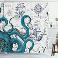 GOOESING Teal Octopus Kraken Nautical Shower Curtain | Waterproof Polyester