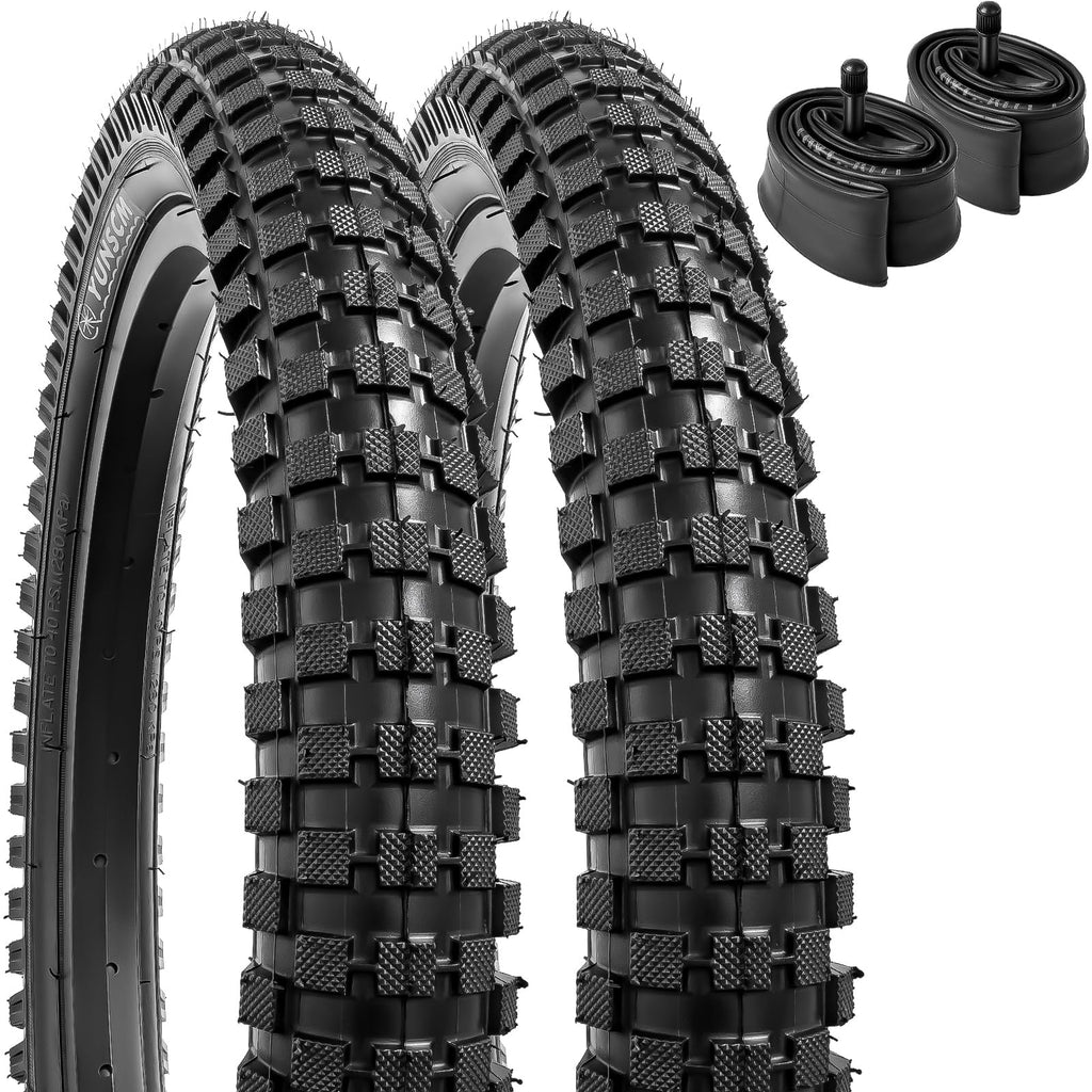 YunSCM 16x2.40 Foldable Bike Tyres and Tubes Set – 2-Pack Schrader Valve