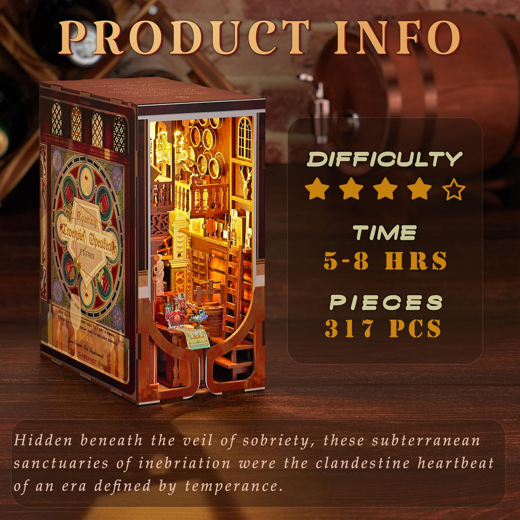 Jolof Store Roaring Twenties Book Nook Kit – 3D Wooden Puzzle with LED