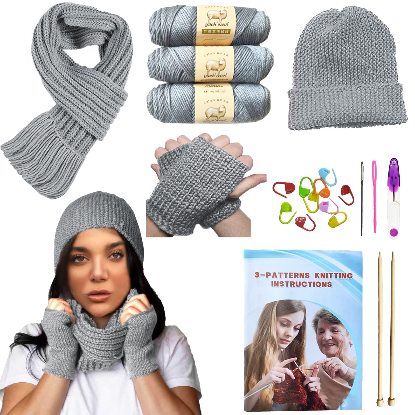 Knitting Kit for Beginners – All-Inclusive Wool Starter Set