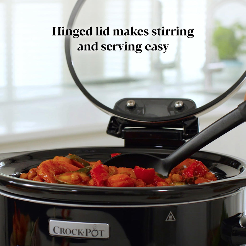 Crock-Pot Digital Slow Cooker | 4.7L Hinged Lid Programmable Timer – Black