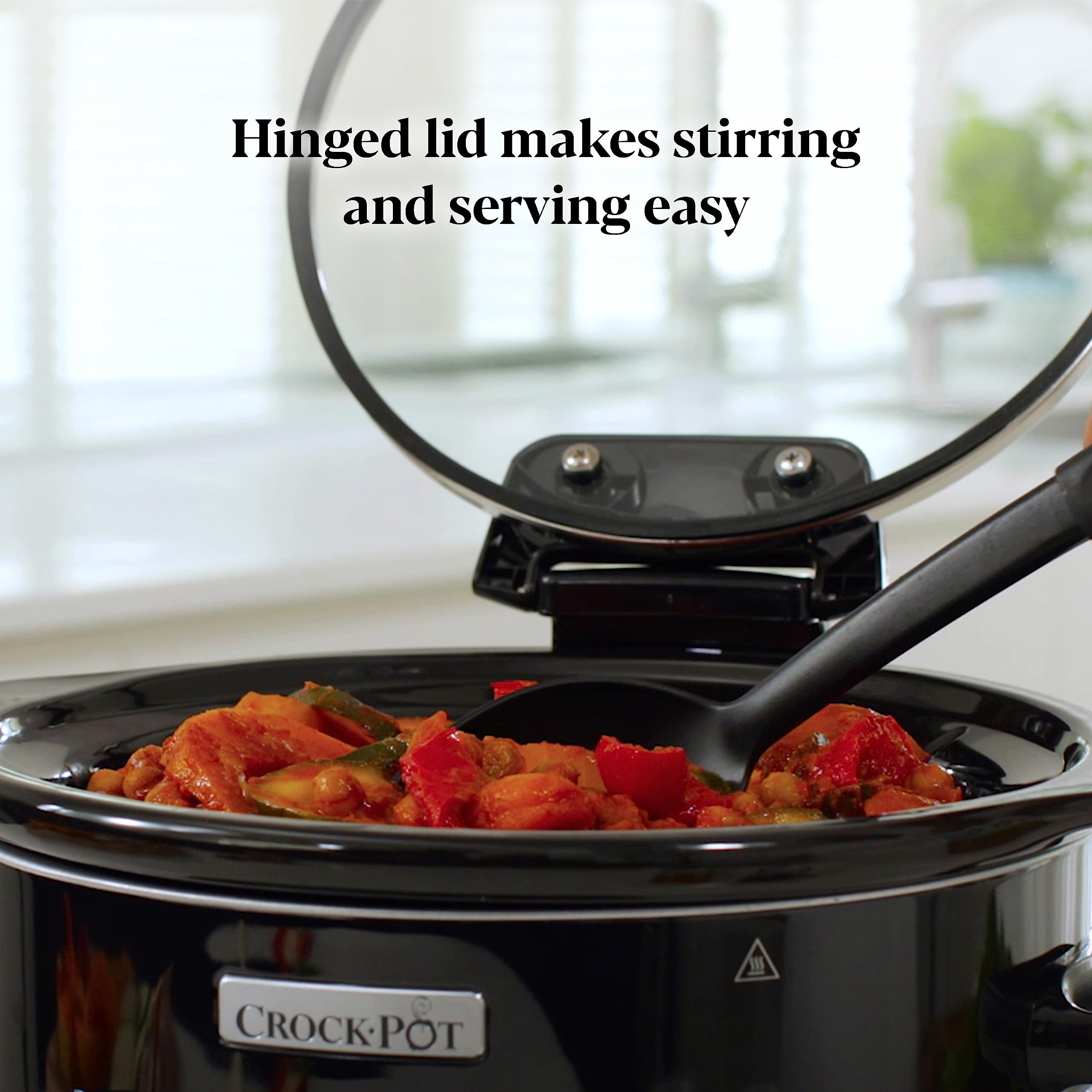 Crock-Pot Digital Slow Cooker | 4.7L Hinged Lid Programmable Timer – Black