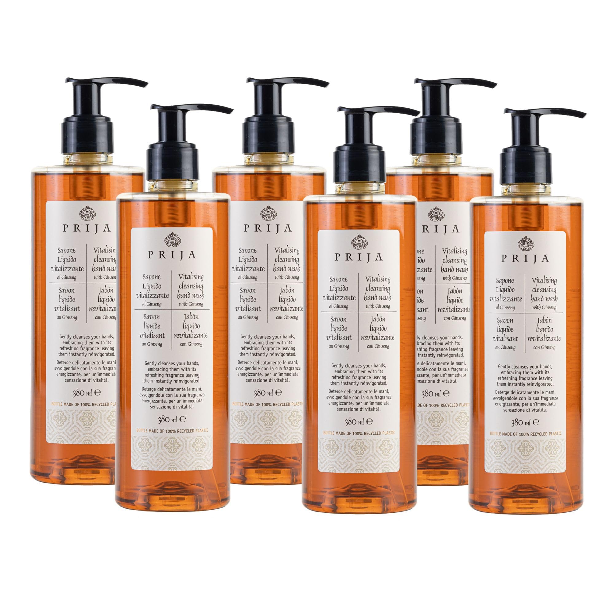 Prija Vitalising Hand Wash - Ginseng Extract Liquid Soap - 6 x 380ml
