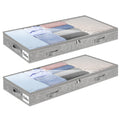 Underbed Storage Bags 2 Pack, 10cm Tall Large Under Bed Storage Box with zip, Foldable Shallow Wardrobe Storage Organiser with Clear Window &