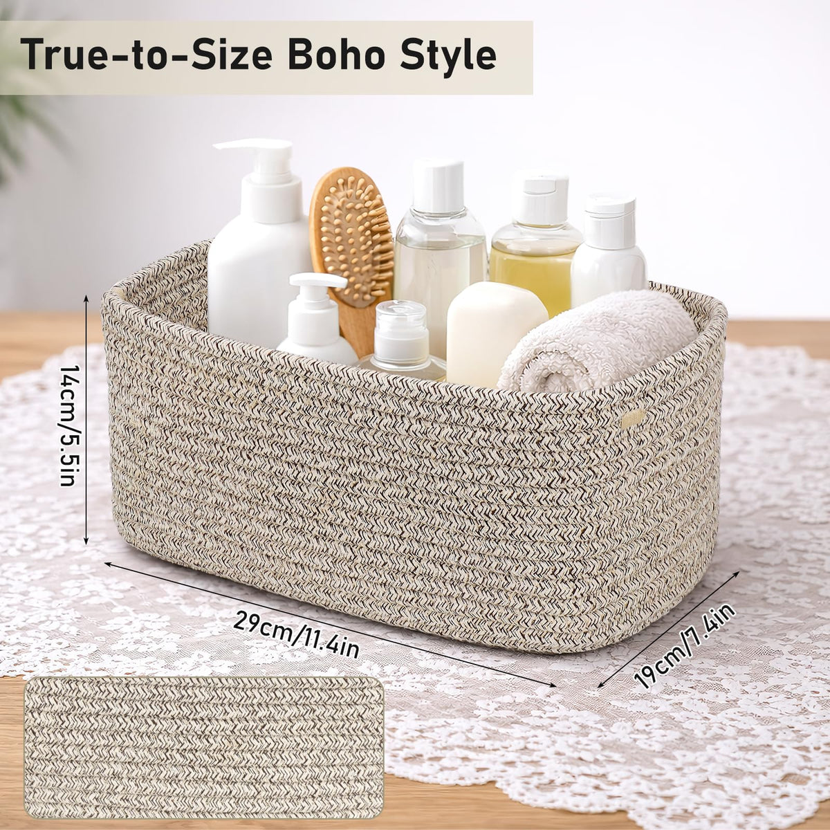 ASMIZ 8 Pack Woven Storage Baskets for Organising, Small Rope Storage Bins