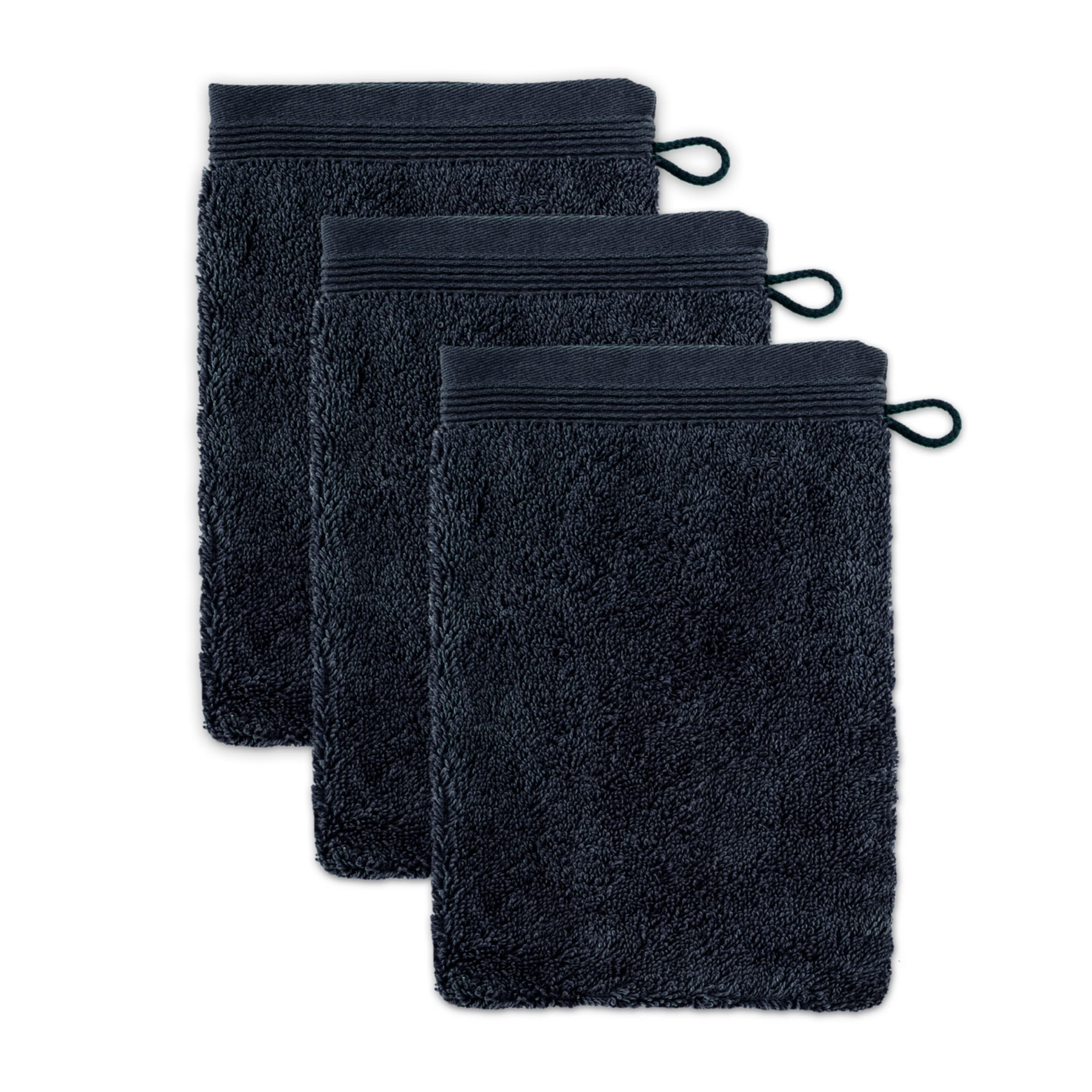 Möve Superwuschel Waschhandschuh 3er-Set – 100% Baumwolle, Dunkelgrau