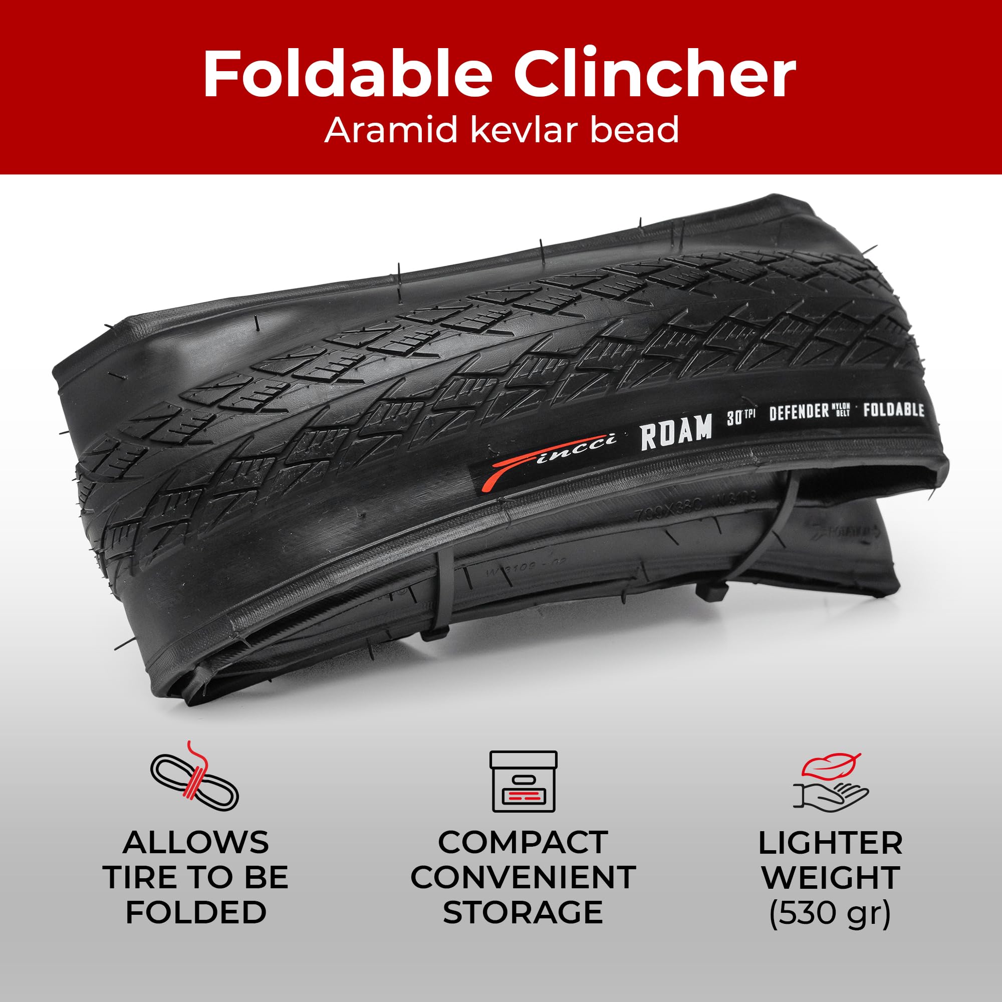 Fincci 700 x 38c Puncture Protected Foldable Bike Tyres - Pack of 2