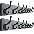 WEBI Rustic Solid Wood Wall Mount Coat Rack with 8 Cast Iron Hooks, Grey