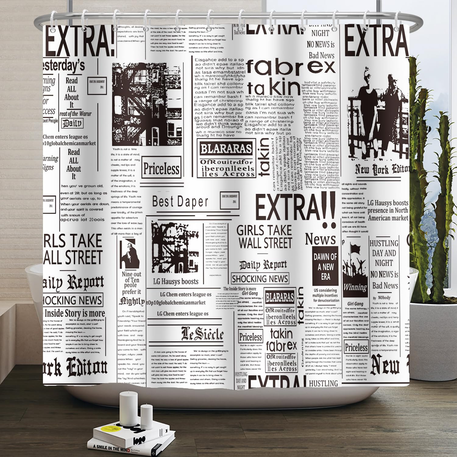 Vintage Newspaper Shower Curtain | Waterproof Polyester