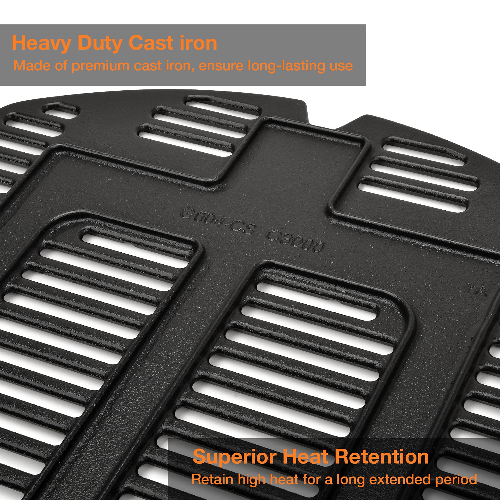 Onlyfire Cast Iron Cooking Grates for Weber Q300 Q3200 Series, 2-Pack