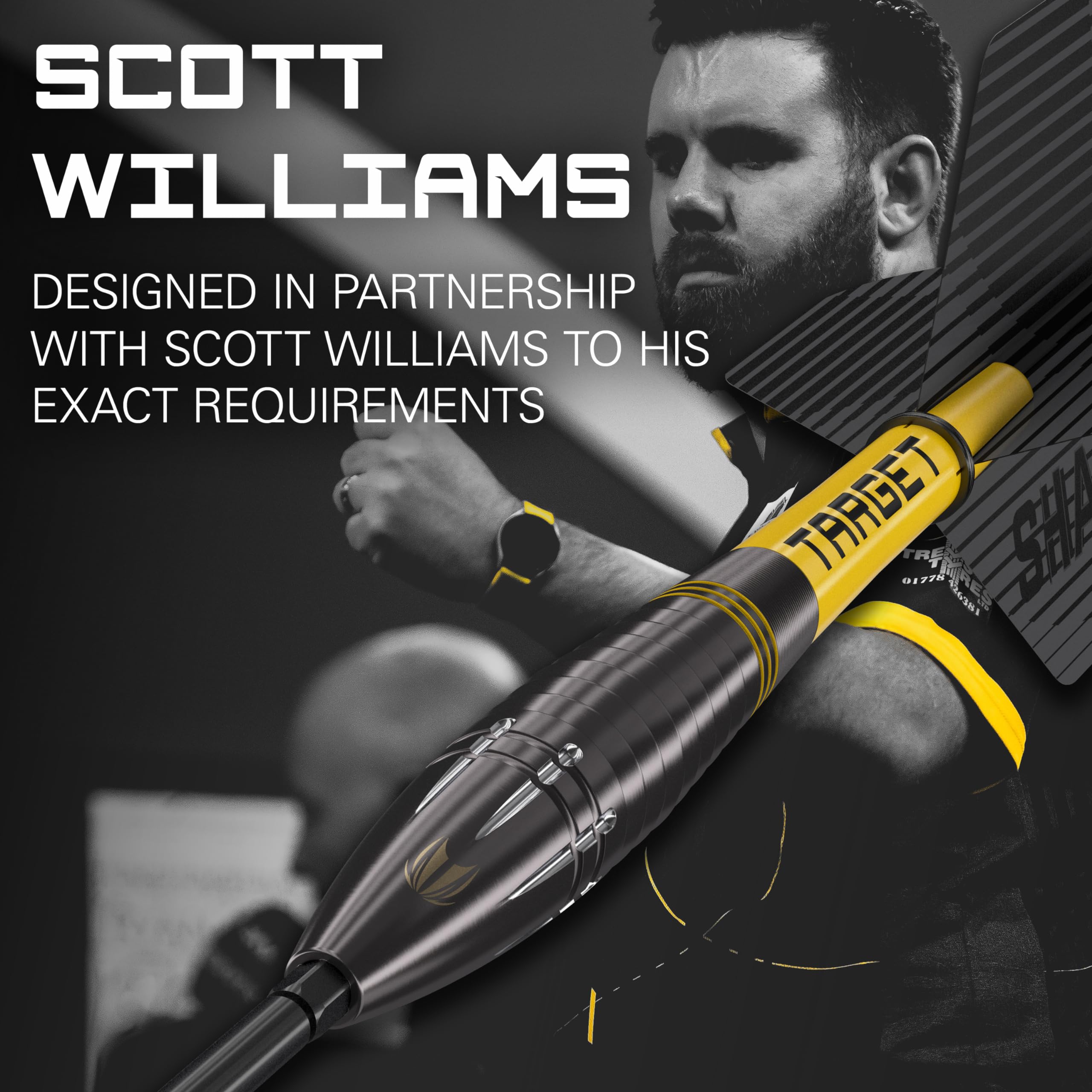 Target Darts Scott Williams Black Out 90% Tungsten Steel Tip Darts - 25g