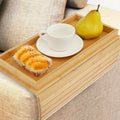 Bamboo Sofa Arm Tray Table Couch Arm Tray Folding Sofa Armchair Caddy Table Antislip Couch Cup Holder Stable Sofas Snack Trays for Drinks Cellphone