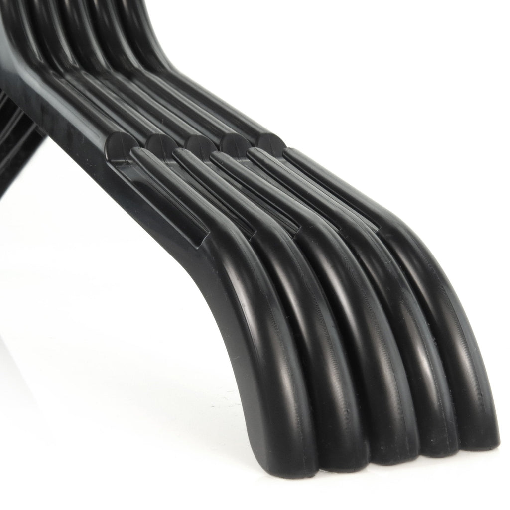 Hangerworld Black Plastic Coat Hangers with Notches - 43cm (100 Pack)