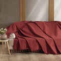 Milam London Burgundy Cotton Waffle Throw Blanket | King Size Bedspread