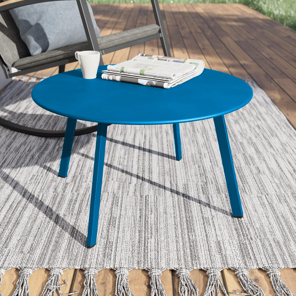 Grand Patio Round Metal Coffee Table - 70cm Rust-Resistant Outdoor Side Table