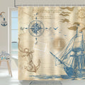 COZZSNUGE Vintage Nautical Shower Curtain | Blue & Yellow Polyester