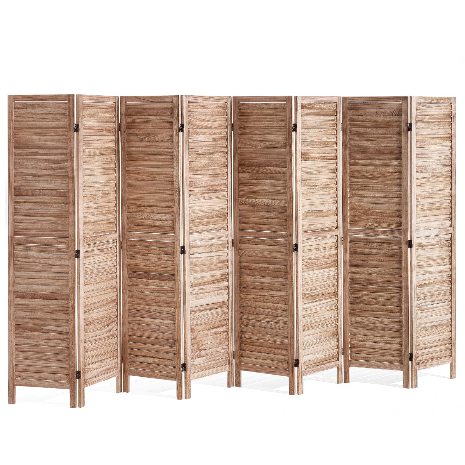 VEVOR 8-Panel Wood Room Divider | 67" Folding Louvered Privacy Screen