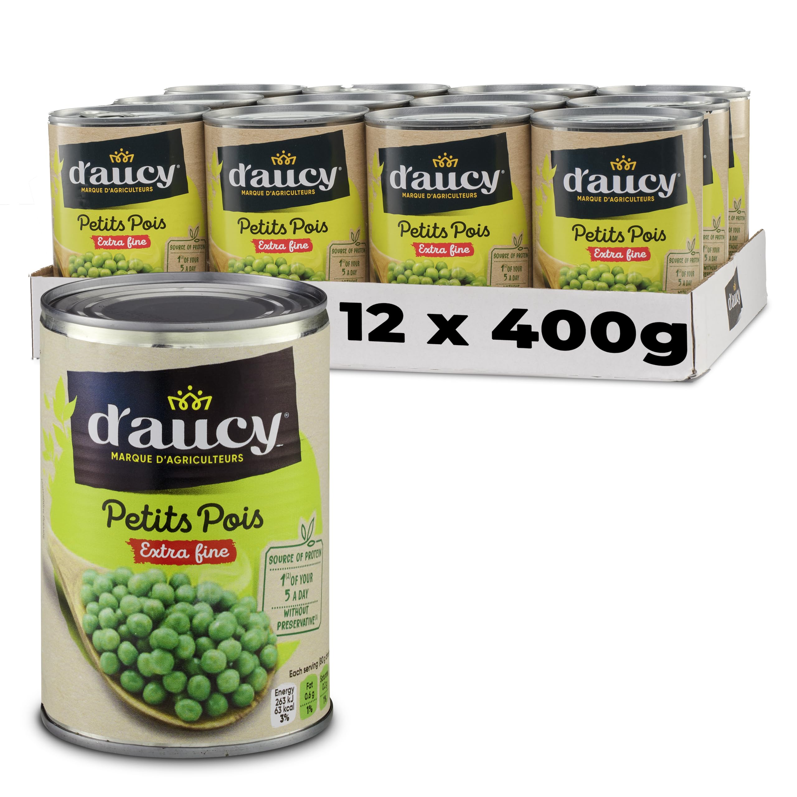 D'aucy Very Fine French Peas (Petits Pois) - 400g Cans (Pack of 12)