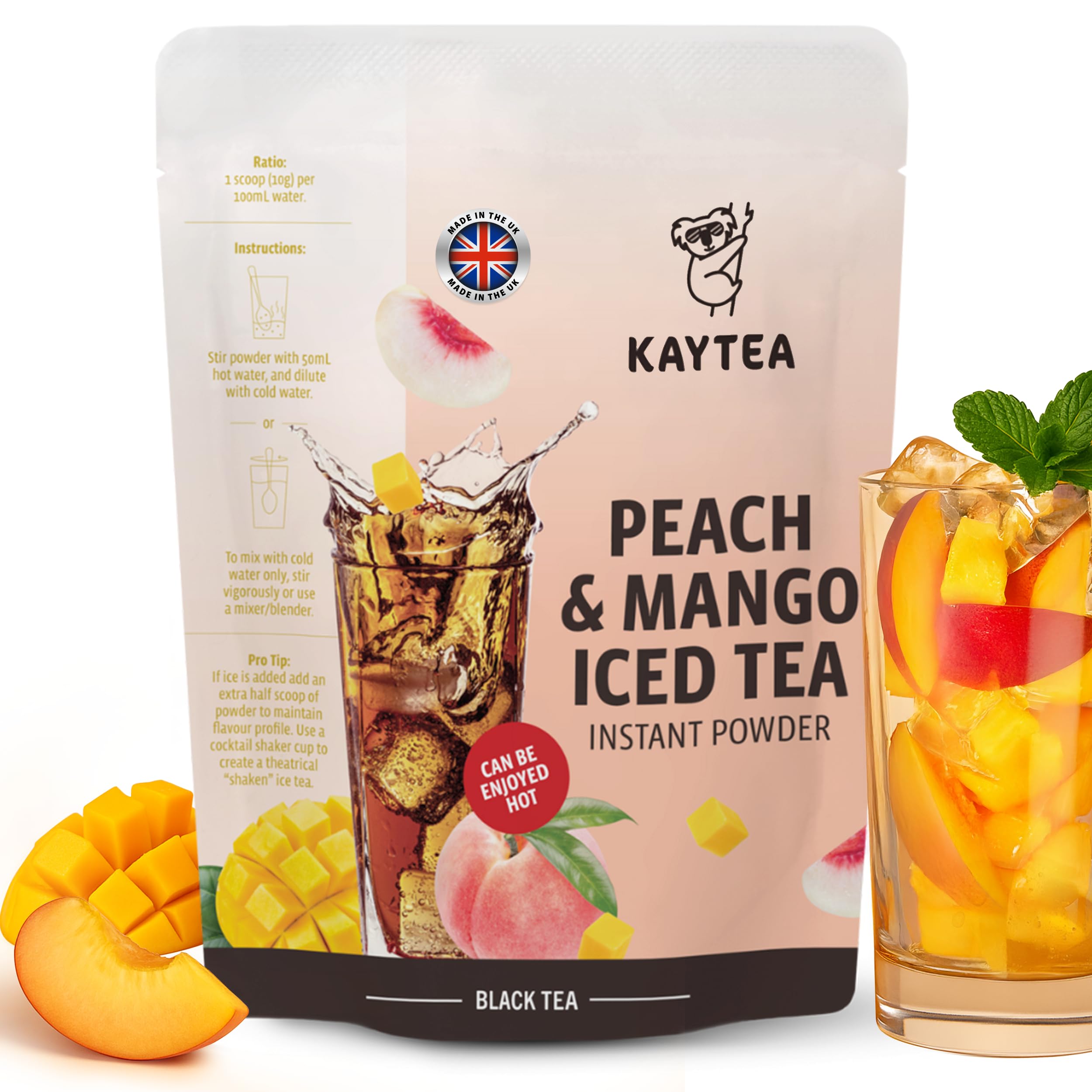 KAYTEA Mango & Peach Ice Tea Powder – Natural Instant Mix (1KG)