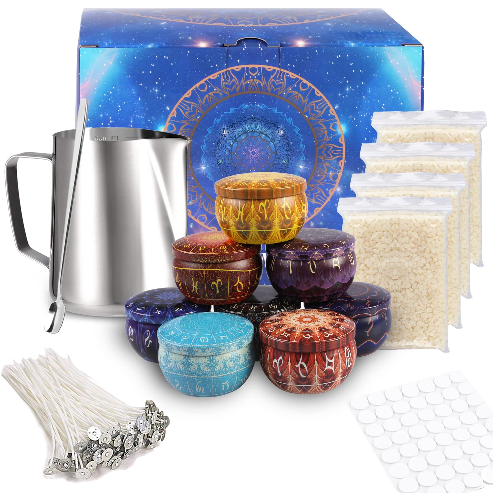 TEPENAR DIY Candle Making Kit - Complete Beeswax Craft Set with Tins