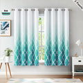 Beauoop Teal Ombre Blackout Curtains – Geometric Thermal Eyelet Drapes