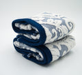 Lex's Linens Navy Blue Jacquard Floral Guest Towels - 600gsm Cotton
