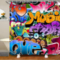 Jolof Store Hippie Graffiti Shower Curtain | Waterproof Polyester Art