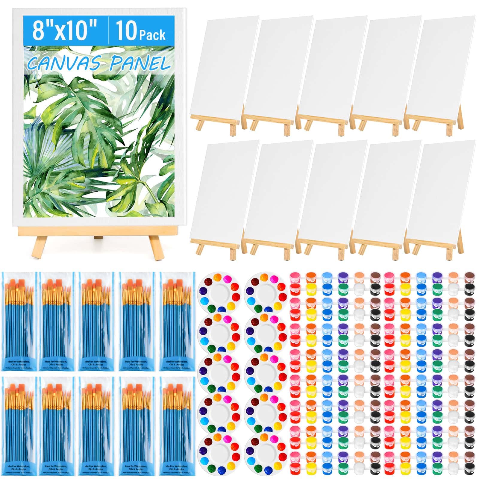 Shynek 150-Piece Canvas Painting Kit with Easels, Brushes & Acrylic Paint