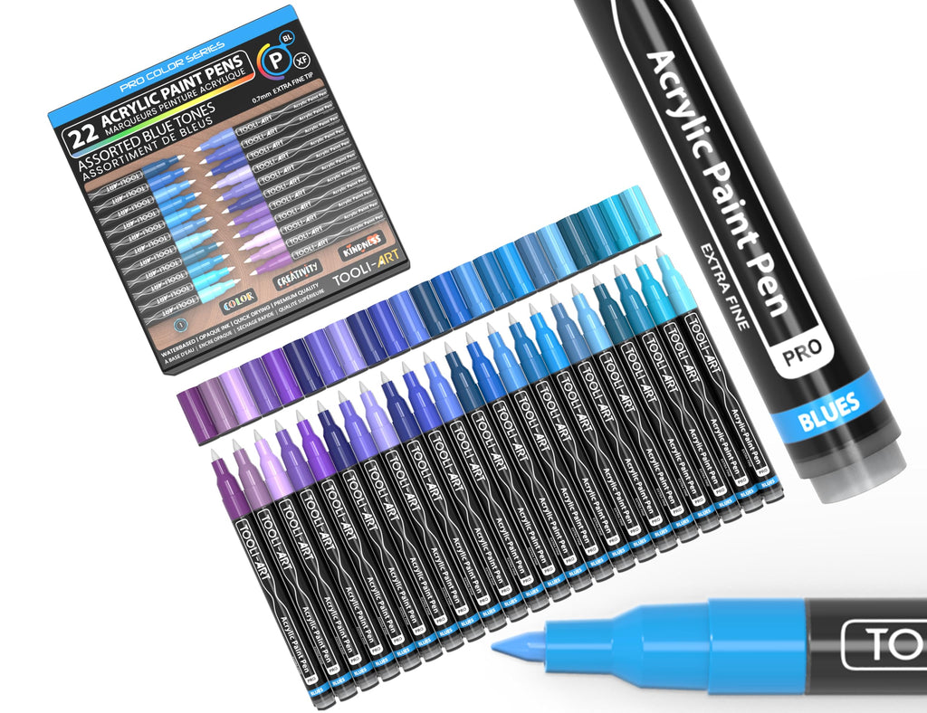 Acrylic Paint Pens | 22 Blue & Purple 0.7mm Extra Fine Tip