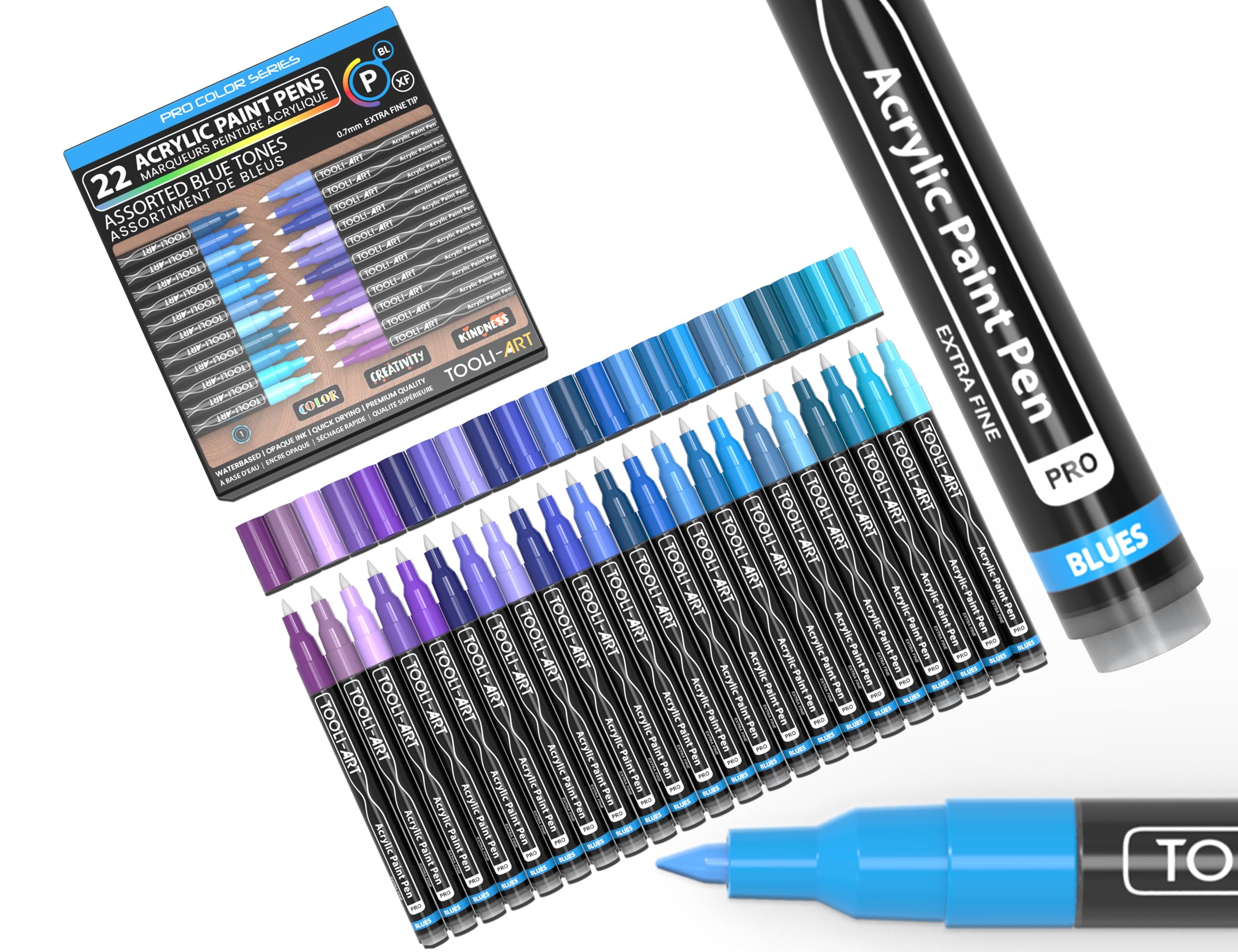 Acrylic Paint Pens | 22 Blue & Purple 0.7mm Extra Fine Tip