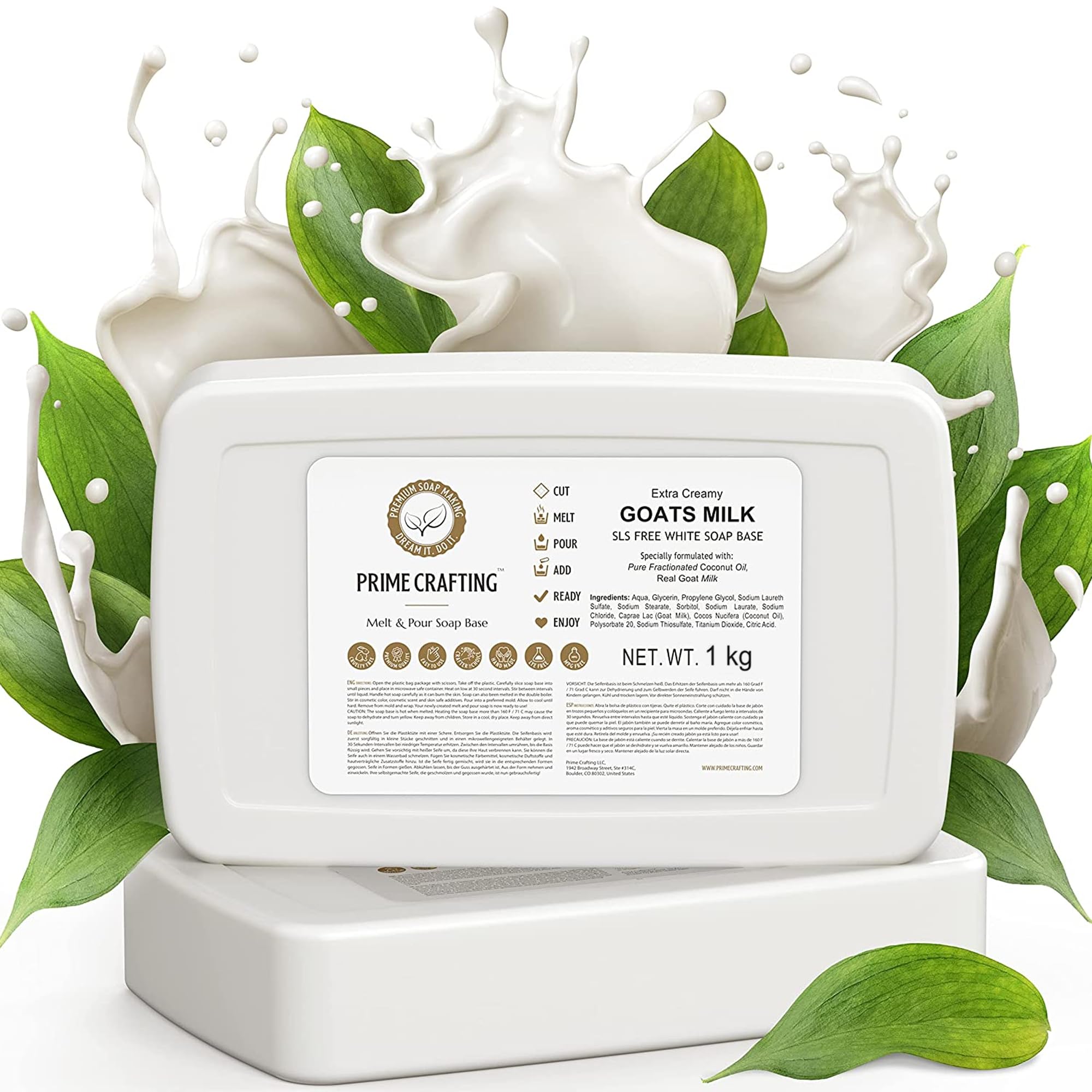 Prime Crafting 1kg Goat Milk Soap Base | Organic SLS-Free Melt and Pour