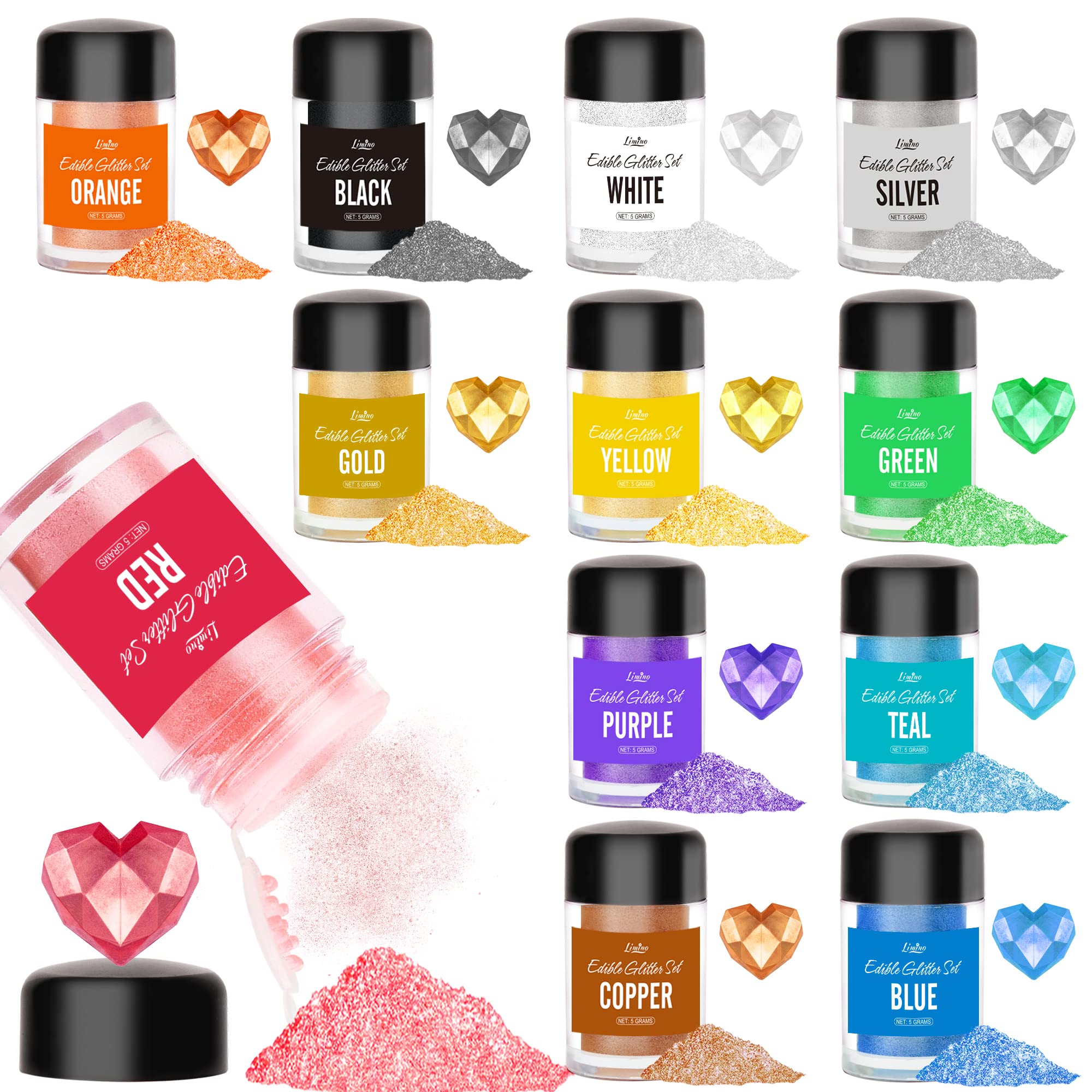 Jolof Store Edible Glitter Set – 12 Metallic Luster Dust Colors for Drinks