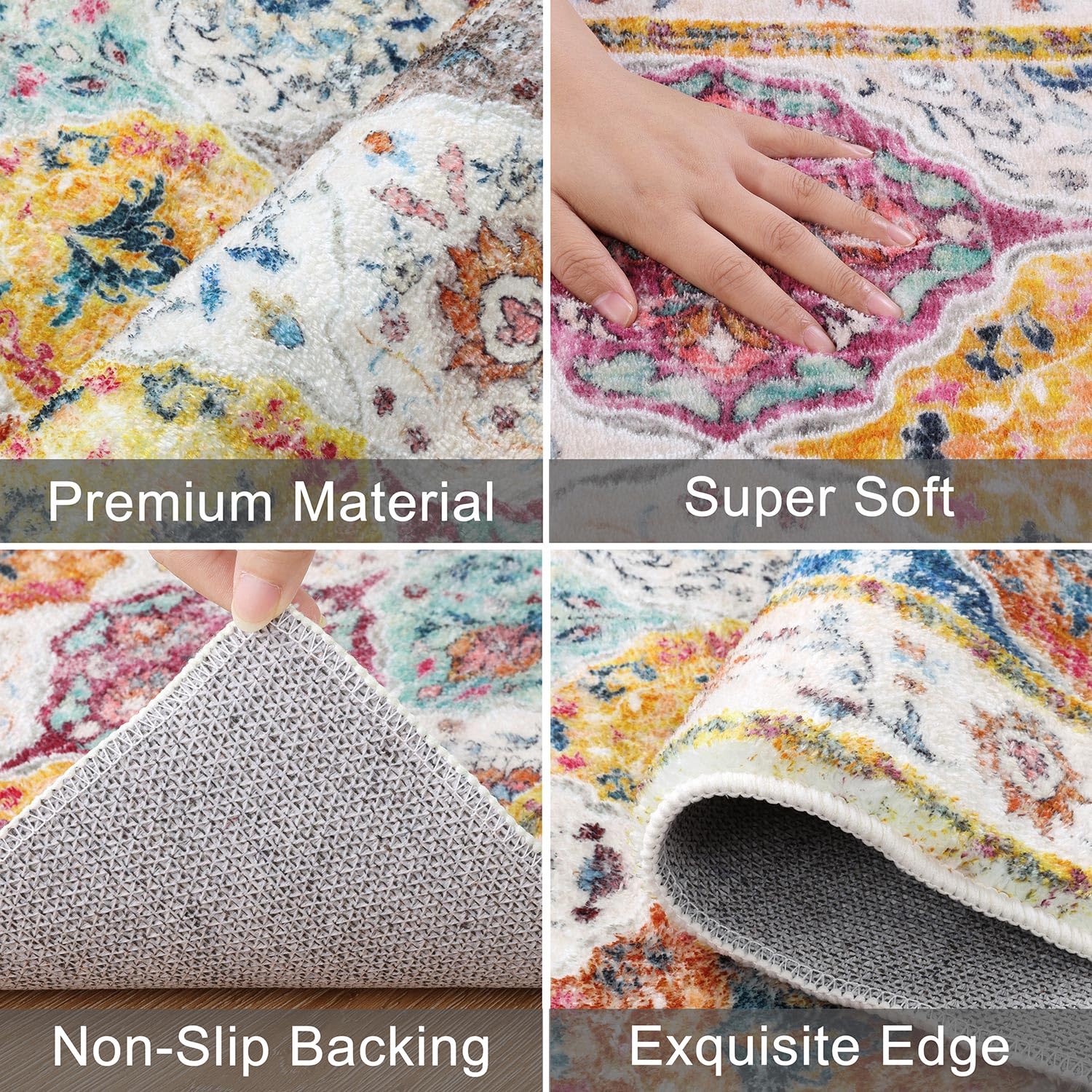 SHACOS Vintage Hallway Runner Rug – Non-Slip Washable 60x240cm