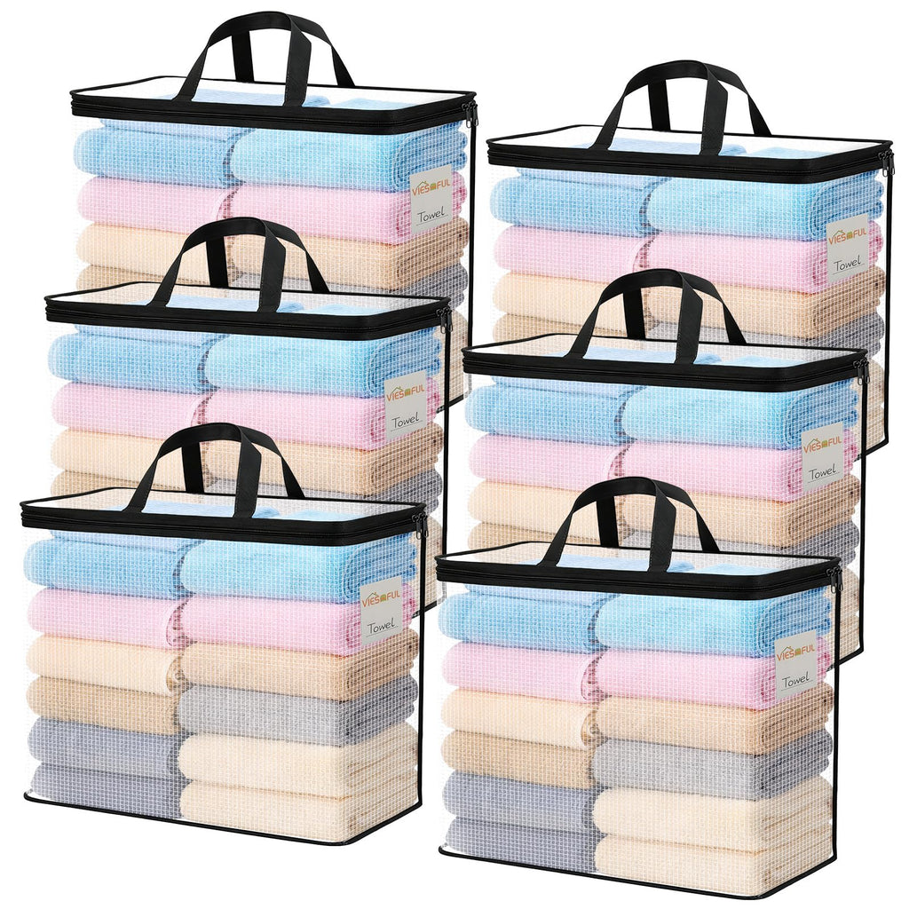 Vieshful 6 Pack Clear Storage Bags with Label, 40L Foldable PVC Mesh, Black - image 1