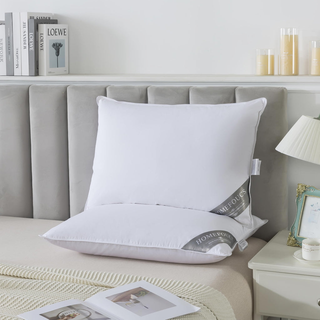 Jolof Store Goose Down Pillows - Pack of 2 Luxury 100% Cotton Shell