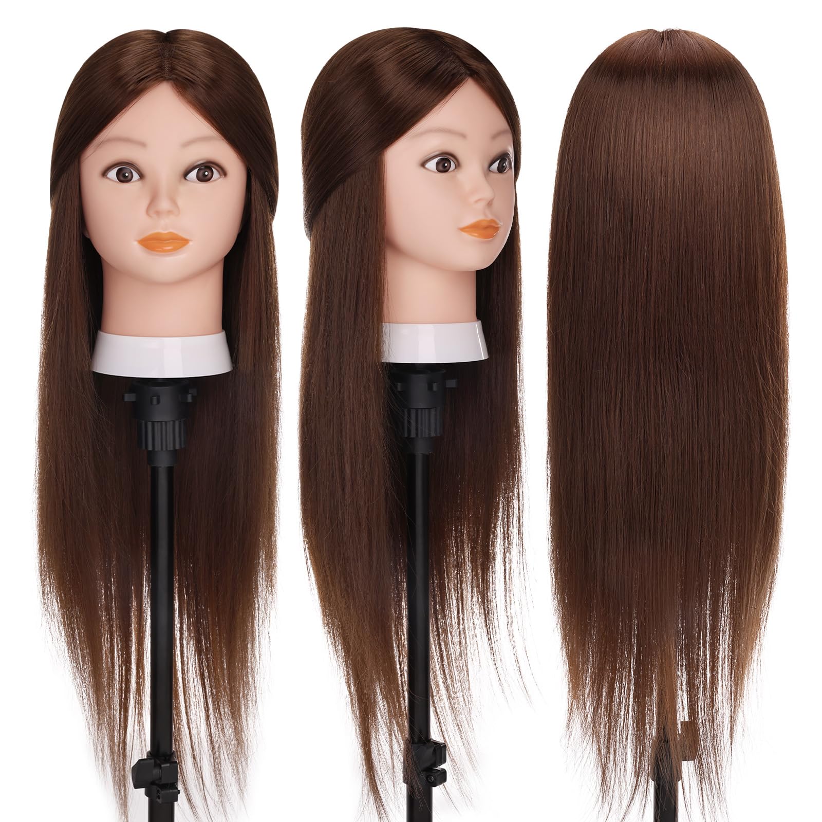 26" Brown Mannequin Head for Braiding and Styling with Stand