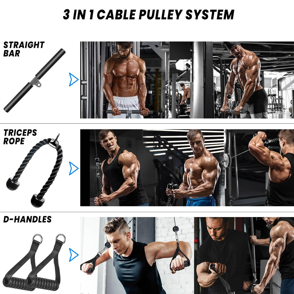 Lyndwin 3-in-1 Cable Pulley System Home Gym for Lat Pull Down & Triceps