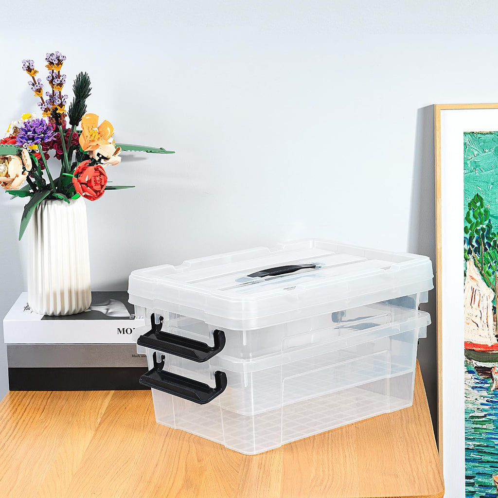 Cetomo 15L*4 Storage Boxes, Carry Plastic Storage Box with Lids, Clear Organizing Container with Handle and Secure Latches - image 5