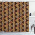 ABAKUHAUS Brown Shower Curtain – Floral Patchwork Waterproof Fabric Set