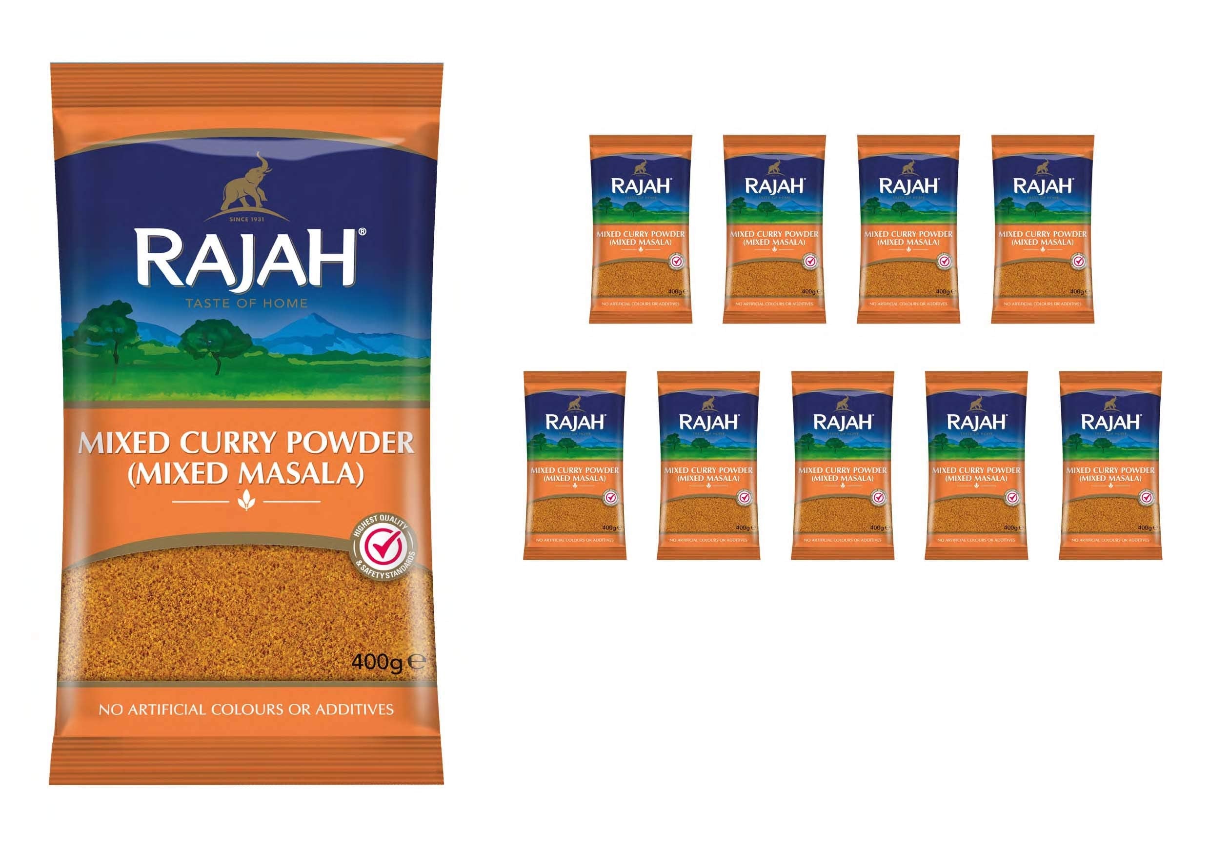 Rajah Mixed Curry Powder – Authentic Masala Blend (400g, Pack of 10)